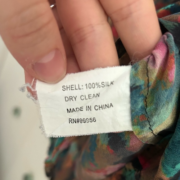 Shoshanna Floral Print 100% Silk 3/4-Sleeve Multicolor Blouse - Size 10 - Picture 10 of 10